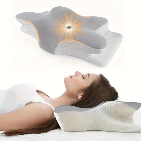Oreiller cervical en mousse mémoire – Forme papillon, confort & anti-douleur