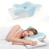 Oreiller cervical en mousse mémoire – Forme papillon, confort & anti-douleur