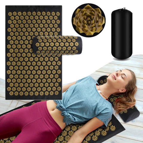 Tapis d’acupression yoga – Massage corps & coussin à picots